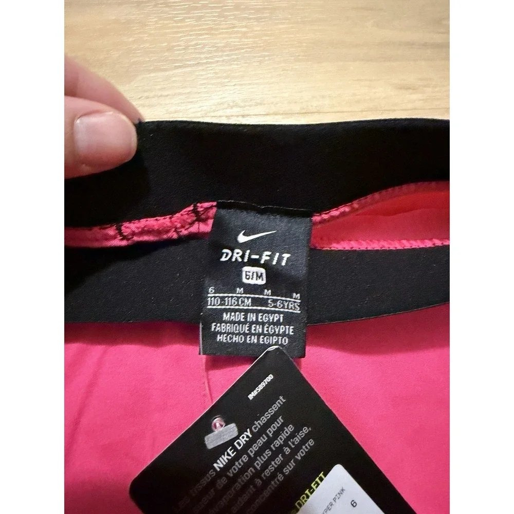 Nike Dri Fit Girls Leggings Size 6 Hyper Pink Athletic Activewear Swoosh NWT